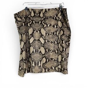 Chico's LIYLA Skirt Women’s 3 XL Brown Tan Liquid Snake Animal Print Stretch